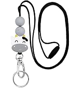 BIHRTC Teacher Lanyards for ID Badges and Keys Keychain Silicone Beaded Lanyard for Doctor Nurse ...