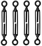 Antrader M6 Turnbuckle Eye and Eye,Heavy Duty Turnbuckle,4Pcs | Black Turnbuckle for Wire Rope Te...