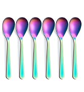 FULLYWARE Matte Rainbow Demitasse Espresso Spoons, Stainless Steel Satin Finish Coffee Spoons, Mi...