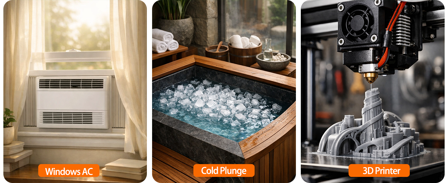 Window AC, Cold Plunge, 3D Printer
