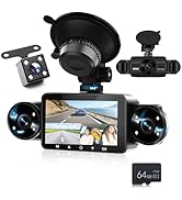 360° Dash Cam Front and Rear Inside Left Right, 4 Channel FHD 1080P Dash Cam for Cars, 3" Dashcam...