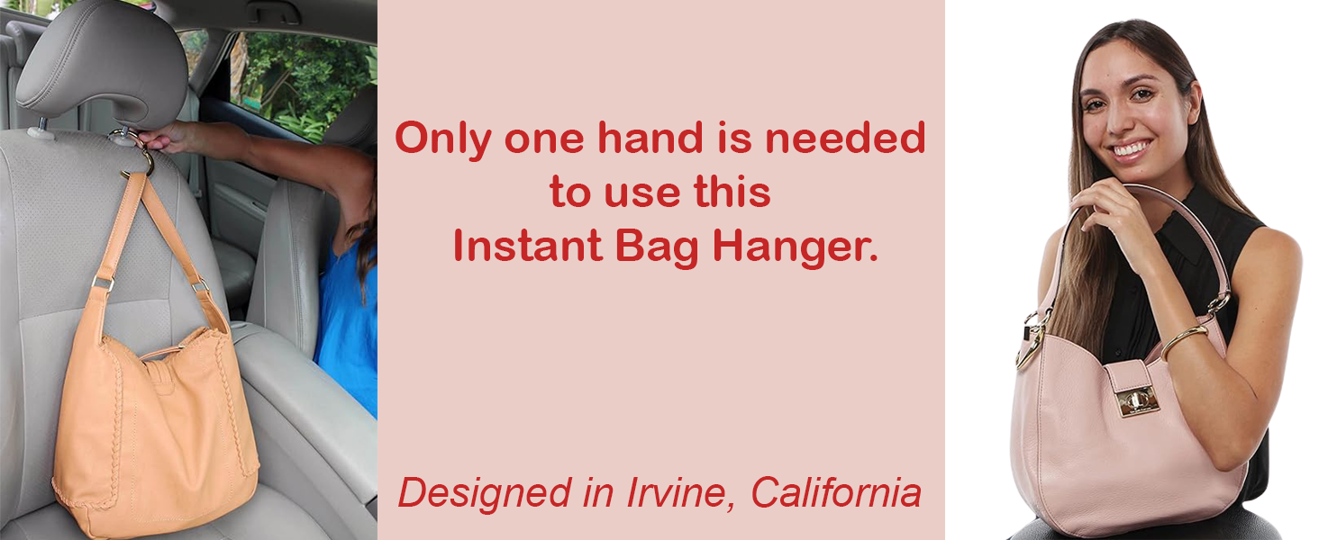 Only one hand is needed to use this Instant Bag Hanger. Clipa2 was designed in Irvine, California