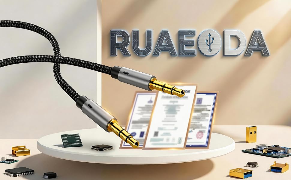 Ruaeoda 3.5mm male to male audio cable for car stereo headphones speaker durable cord