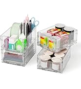 BasedFloor 4-Pack Foldable Plastic Baskets, Stackable Storage Baskets with Handles for Organizing...