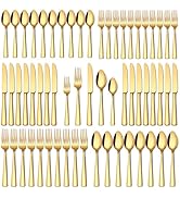 Stapava 60 Pcs Gold Silverware Set, Food-Grade Stainless Steel Flatware Sets for 12 Mirror Polish...