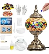 BOHMR DIY Turkish Mosaic Lamp Kit for Adults, Vibrant Stained Glass Table Lamp, Antique Moroccan ...