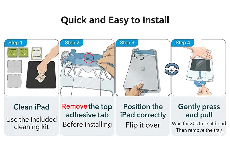 iPad screen protector with alignment frame for easy installation bubble free with precision tray