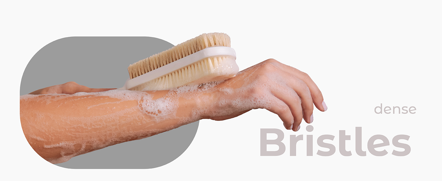 dry and wet brushing with dense bristles for lather