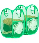 HOUSE AGAIN 2 Pcs Pop Up Laundry Hamper, Strong Mesh Laundry Baskets Collapsible, Hamper with Han...