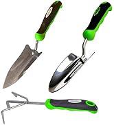 Garden Guru Garden Tool Essentials Set | Trowel Cultivator Transplanter | Rust Resistant Stainles...