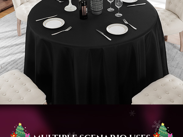 Vidafete Round Black Tablecloth