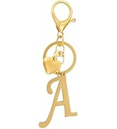 ANHBKAR A-Z Heart Initial Letter Keychain, Stainless Steel Alphabet Charm for Handbags, Gift for ...