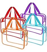 YOQIVEXU 4 Packs Large Clear Makeup Bag, Waterproof Clear Comestic Toiletry Organizer Bags with H...