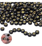 XIANNVXI Colorful Letter Beads 1500 Pcs Gold Letter Beads Alphabet Beads