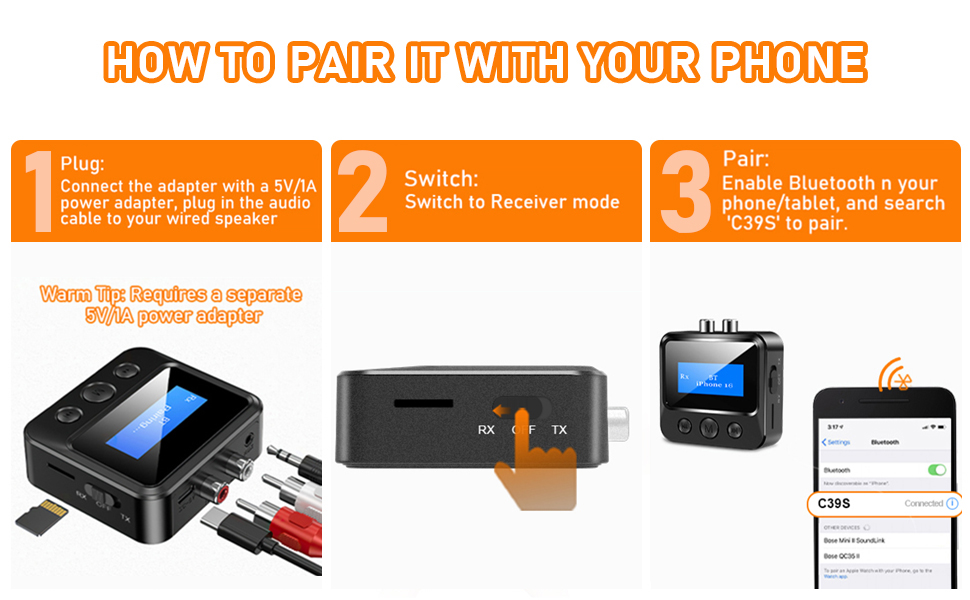 bluetooth transmitter for tv adapter bluetooth receiver for home stereo