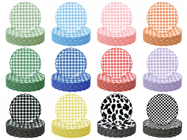 scalloped gingham paper plates disposable checkered scalloped plates for party dessert dinner plates