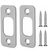 Siwil Round Corner Deadbolt Strike Plate, 1" X 2-1/4“ Door Backplate, Stainless Steel – 2 Pack, B...