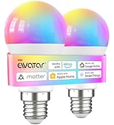 Matter Smart Bulb 2 Pack, 9W Color Changing LED Light Bulbs Adjustable White Compatible with Alex...