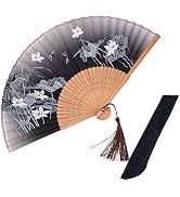 HONSHEN Small Hand Fans Lotus Folding Fan with Fabric Case for Woman,Girl,Children Gifts (Lotus h...