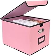 Tcbelosion File Storage Box with Lid, Foldable Portable Document Organizer with Handle, Perfect f...