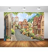BELECO 7x5ft Fabric German Bavaria Town Street Backdrop for Photography Historic Town of Rothenbu...