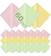 60-Pack Microfiber Cleaning Cloths for Glasses, 6x7 Inch Premium Lens Cleaning Cloth for Screens,...