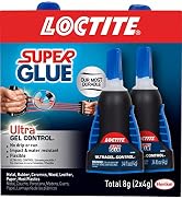 Loctite Super Glue Ultra Gel Control, Clear, 0.14 fl oz Bottle, 2 Pack - Superglue for Plastic, W...