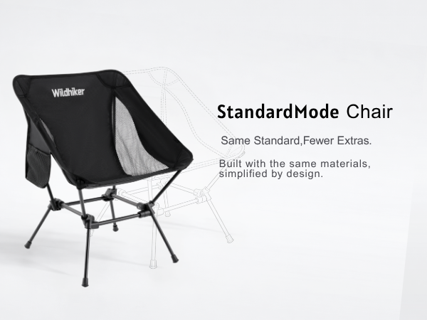 StandardMode folding camping chair with high back and square base, clean minimal design
