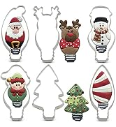 LILIAO Christmas Lights Decoration Cookie Cutter Set - 6 Piece - Santa, Christmas Tree, Lights, S...