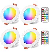 HEKEE LED Reccessed Downlights, 70W Equivalent, Color Changing, 4 Inch, 2700K Warm White, Recesse...