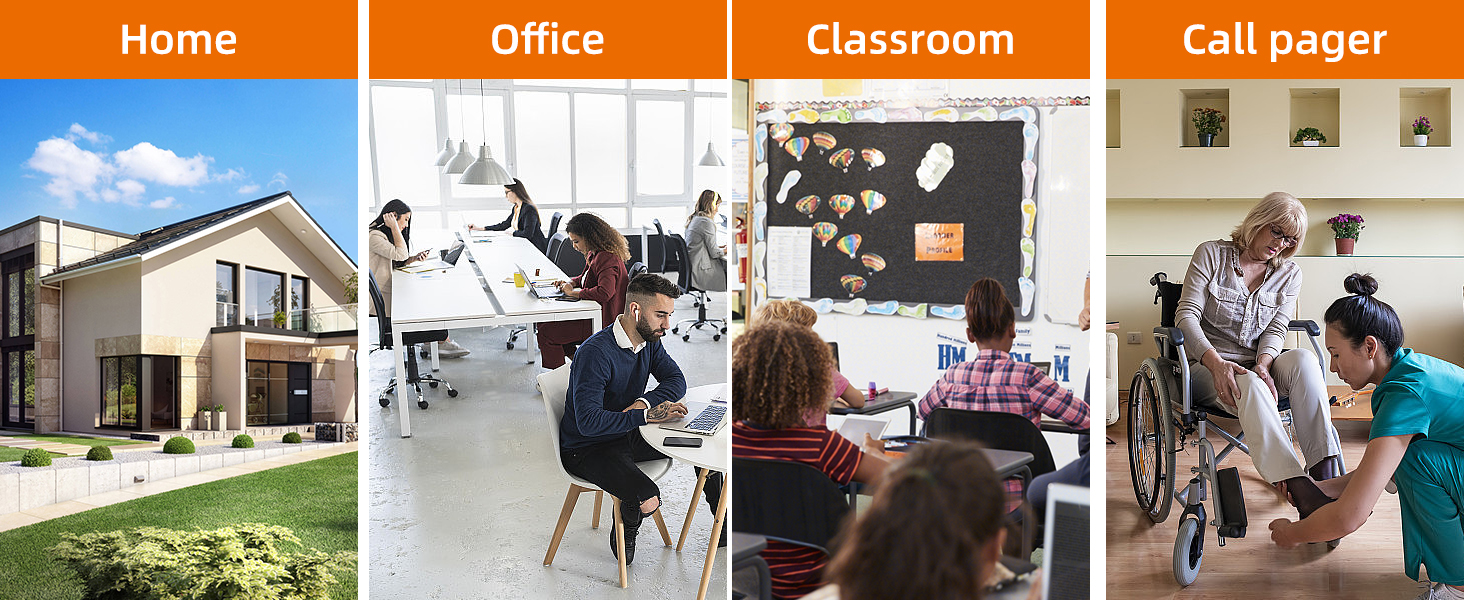 Never Miss a Knock Range up to 600 feet Front Door Home Office Classroom Call pager