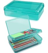 1 PCS Pencil Box,Double Layer Large Capacity Pencil Box,Hard Pencil Case with Snap-tight Lid, Pla...
