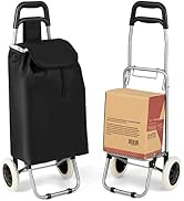 Safstar 2-in-1 Folding Shopping Cart, Foldable Grocery Cart with 32.8L Large Capacity Removable B...