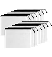 SUNEE Plastic Mesh Zipper Pouch 10x14 in (Black, 12 Packs),Extra Large Water-Resistant Zip Bag fo...