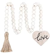 Valentine's Day Wood Beaded Garland with Tassel, Valentines Day Decor Decorative Beads Home Decor...