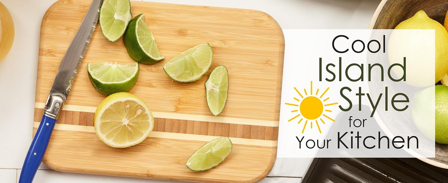A lime being slice on the Barbados Serving and Cutting Board.