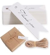 BEISHIDA 100PCS Small Thank You Gift Tags, 2.8 x 0.8 Inch White Kraft Paper Tags with String for ...