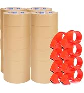 ADHES Coated Kraft Packing Tape with Dispenser, 2 Inch x 55 Yards, Heavy Duty Water Resistant Kra...