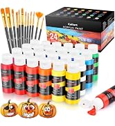 Caliart 24 Colors Acrylic Paint Set with 12 Brushes | Craft Painting kit for Adults Artists Begin...