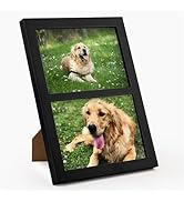 Golden State Art 5x7 Double Picture Frame - Balck Picture Frame - Displays Two 5x7 Photos - Solid...