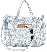 Miss Adola Crossbody Corduroy Tote Bag for Women, Large Tote Bag with Multi-Pockets and Zipper fo...