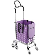 35l Folding Shopping Cart Wagon with Waterproof Oxford,360° Swivel Wheels, Urban Stair Climbing C...