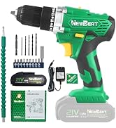 NEWBEAT Power Drill Set - 21V MAX Power Drill Driver, Electric Cordless Drill with Battery and Ch...