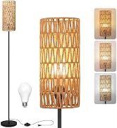 Ruiever Floor Lamp for Living Room,Farmhouse Rattan Floor lamp,Modern Standing lamp with 3 Color ...