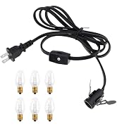 RTNLIT Salt Lamp Cord Replacement with Rotary Switch, Night Light Cord with 6pcs E12 Light Bulb f...