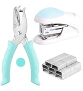 NEBURORA Blue Single Hole Puncher Metal with Soft-Handled Bundle Blue Mini Effortless Desktop Sta...