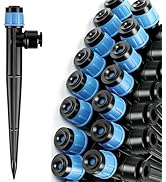 20 PCS Drip Irrigation Emitters: Adjustable Quick Connect Vortex Emitters for 1/4" Tubing, Push t...