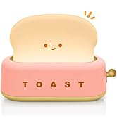 TOOGE Cute Toast Lamp Night Light for Kids Small Bedside Lamp with Timer Rechargeable LED Nursery...
