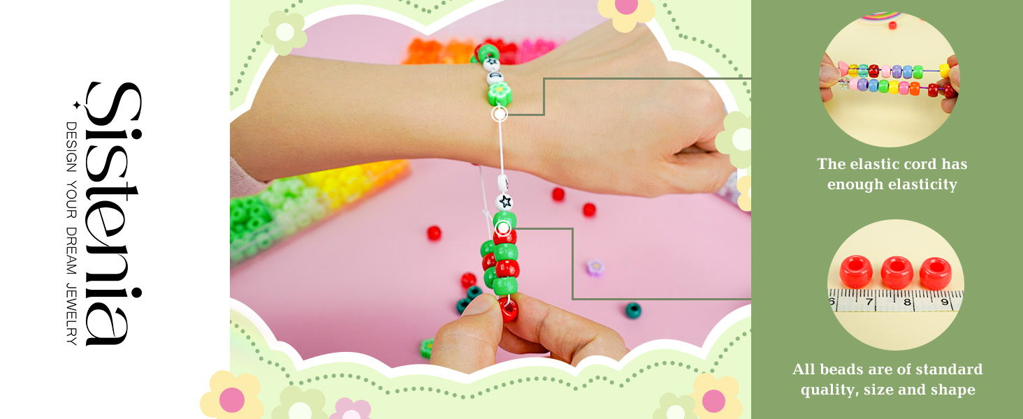 pony beads for bracelets making kit with elastic cord