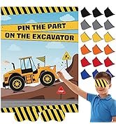 ASTARON 30 Pcs Pin The Shovel on The Excavator Party Game for Car Theme Birthday Party Supplies T...